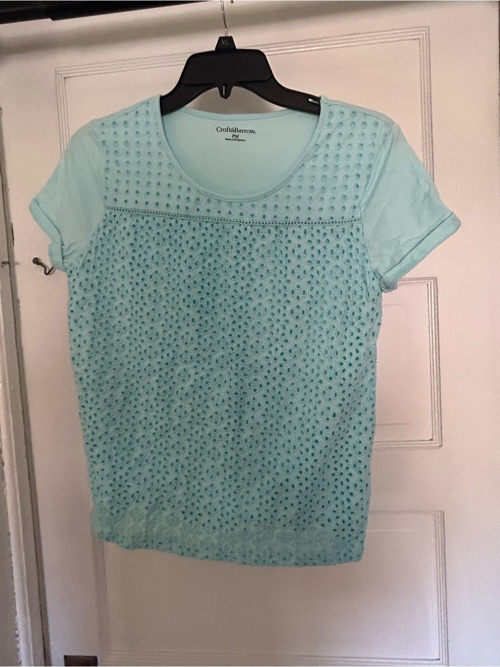 croft & barrow Mint Eyelet Short Sleeve Tee